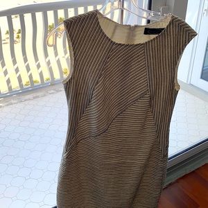 Magaschoni dress white black beige stripe. Size S.
